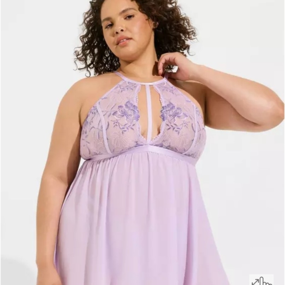 Torrid Lilac Lace Halter Chemise